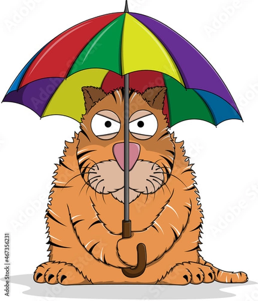 Obraz Vector illustration of a tiger under an umbrella