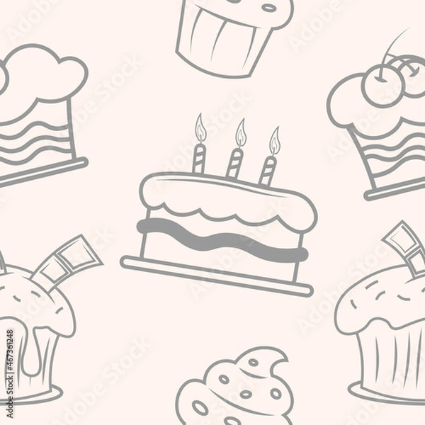 Obraz Vector monochrome pattern with cakes