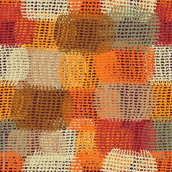 Obraz Seamless quilted pattern with  colorful weave grunge striped checkered elements