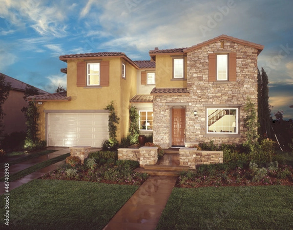 Fototapeta New Home with landscaping housing project