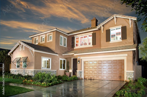 Fototapeta New Home with landscaping housing project