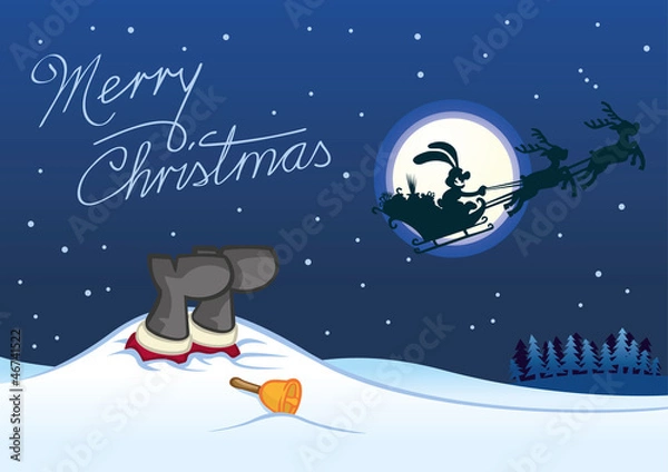 Obraz karte weihnachtsmann mit osterhase