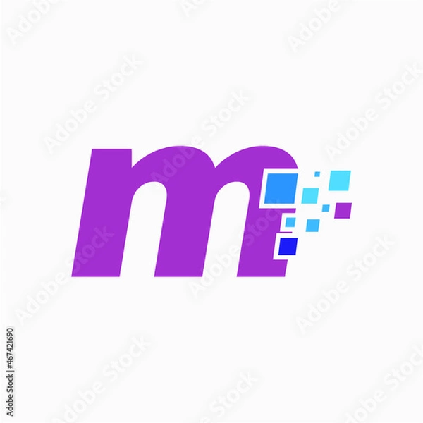 Fototapeta M initial letter pixel design logo icon vector image