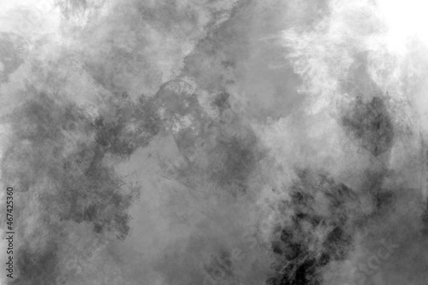 Fototapeta  Black and white backgound with gray grunge overlay texture brush strokes of paint on paper in monochrome colors textured backdrop 
