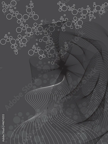 Fototapeta abstract bubbles and mesh twist on gray 