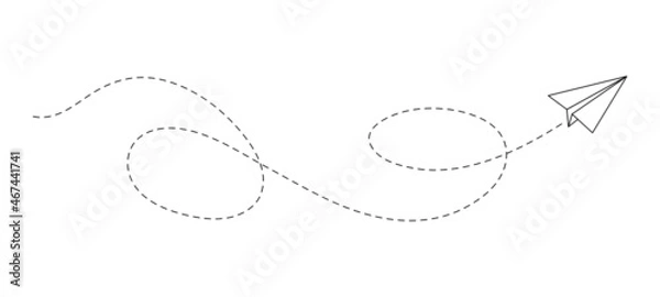 Fototapeta Vector plane and its path. Linear illustration