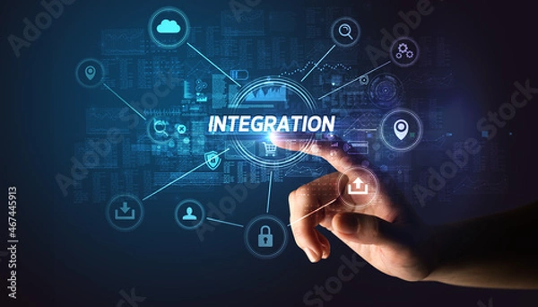 Obraz Hand touching cybersecurity button concept