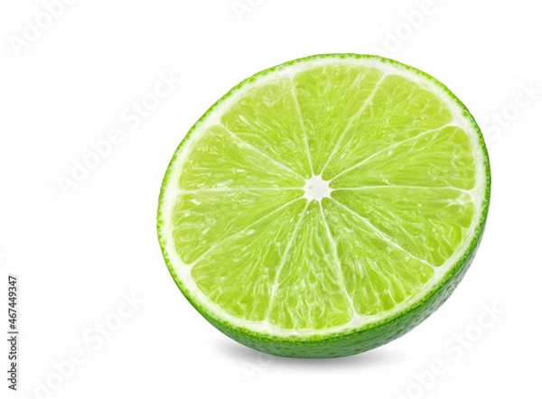 Fototapeta Isolated limes. Whole lime fruit and slices isolated on white
