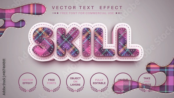 Fototapeta Tartan Stitch - Editable Text Effect, Font Style