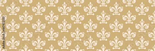 Fototapeta Background pattern with white floral elements on brown background for your design. Seamless background for wallpaper, textures.