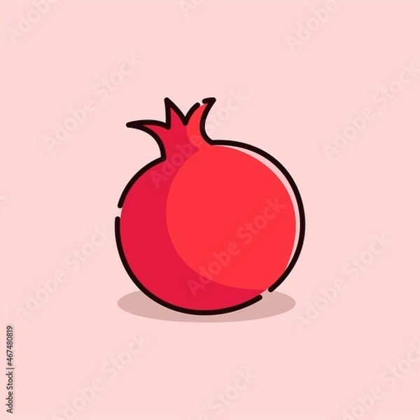 Fototapeta Illustration vector graphic of Pomegranate. Pomegranate minimalist style isolated on a pink background. The illustration is Suitable for Banner, flyers, stickers, etc.