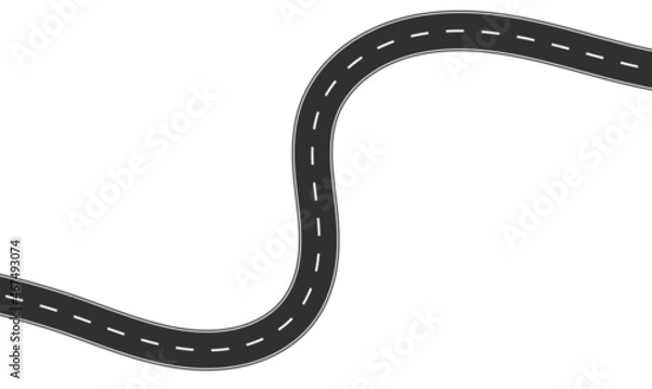 Obraz Roadway journey to the future. Asphalt street isolated on white background. Symbols Way to the goal of the end point. Path mean successful business planning Suitable for advertising and presentstation