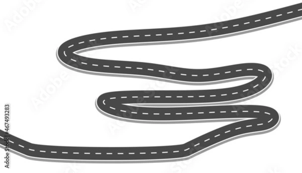Obraz Roadway journey to the future. Asphalt street isolated on white background. Symbols Way to the goal of the end point. Path mean successful business planning Suitable for advertising and presentstation