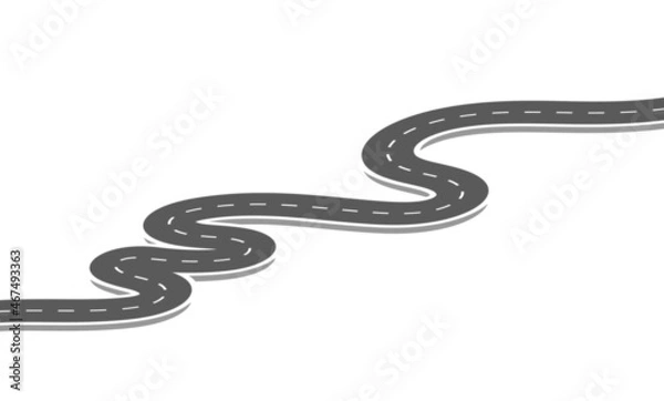 Obraz Roadway journey to the future. Asphalt street isolated on white background. Symbols Way to the goal of the end point. Path mean successful business planning Suitable for advertising and presentstation