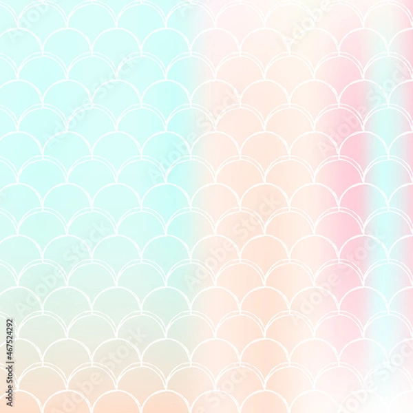 Fototapeta Holographic scale background with gradient mermaid.