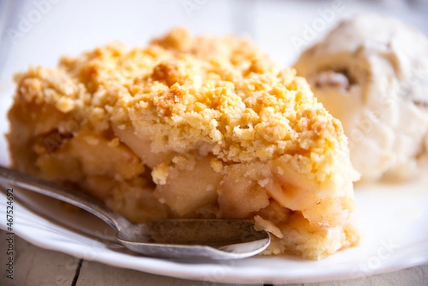 Fototapeta Apple pie, traditional homemade fruit cake with cinnamon