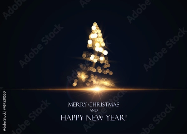 Fototapeta Shiny Christmas tree with blurred lights vector background