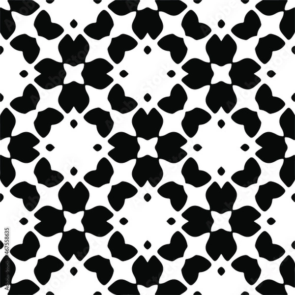 Obraz Vector seamless pattern. Modern stylish texture. Composition from regularly repeating geometrical element. Monochrome, simple. Vector illustrations. Black and white pattern.