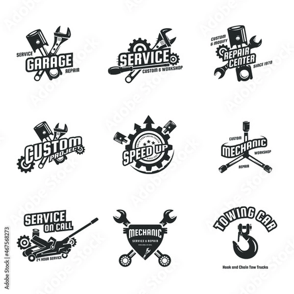 Fototapeta Workshop Mechanic Logo Template Collection, Mechanic Logo Vector