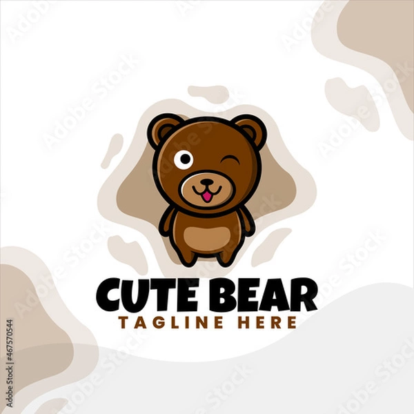 Fototapeta cute and unique bear logo design