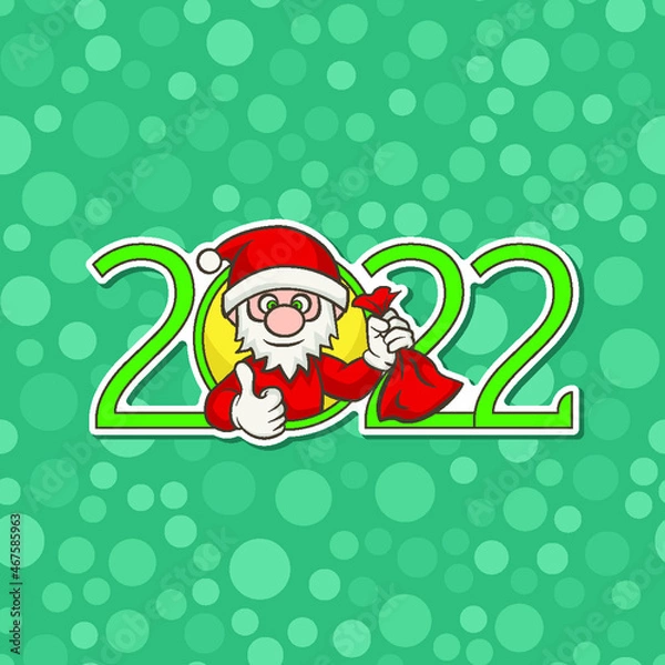 Fototapeta Postcard for the new year 2022. Santa Claus. Vector illustration