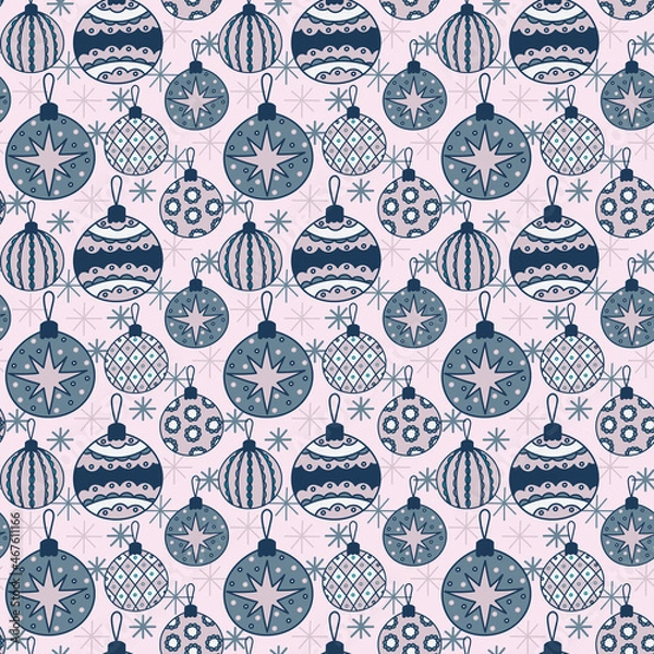 Fototapeta Christmas tree ball seamless pattern, digital paper, fabric pattern