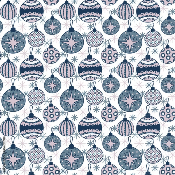 Fototapeta Christmas tree ball seamless pattern, digital paper, fabric pattern