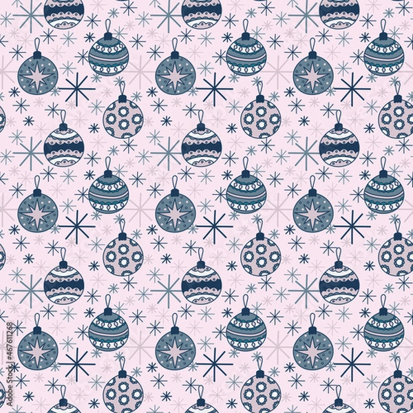 Fototapeta Christmas tree ball seamless pattern, digital paper, fabric pattern