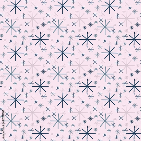 Fototapeta Christmas snowflake seamless pattern, digital paper, fabric pattern