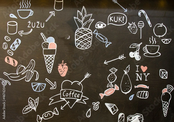 Obraz hand drawn doodles on blackboard