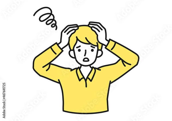 Fototapeta 頭を抱えて悩む/困る男性のイメージイラスト素材