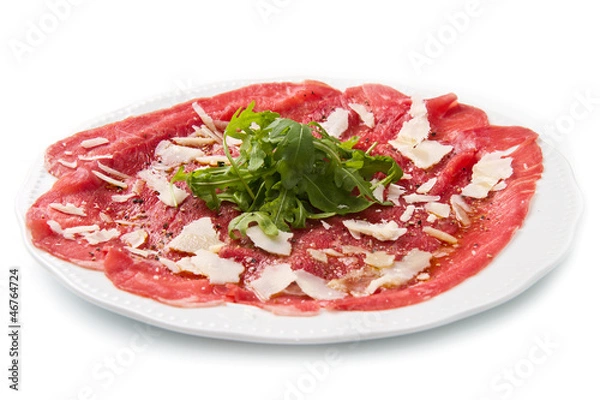 Obraz carpaccio z mięsa z dużym i rukolą