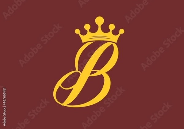 Obraz Initial letter B with crown