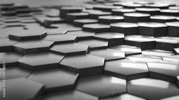 Fototapeta 3D-Illustration of a hexagonal pattern, abstract background texture concept