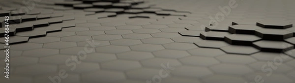 Fototapeta 3D-Illustration of a hexagonal pattern, abstract background texture concept
