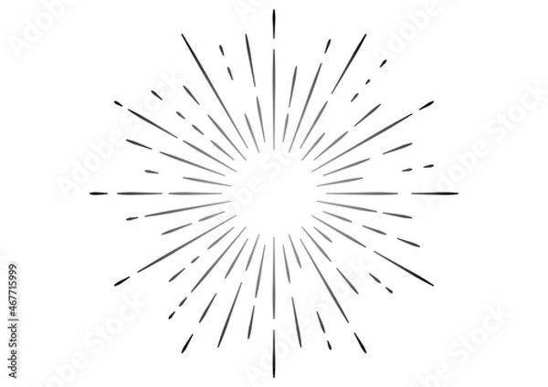 Fototapeta 白紙に黒い破線のサンバースト