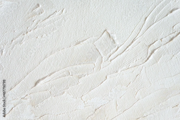 Obraz The White Painted Canvas Texture With Brush And Palette Knife Large Strokes For Arcitecture Modern Backgrounds. Closeup. View Above.