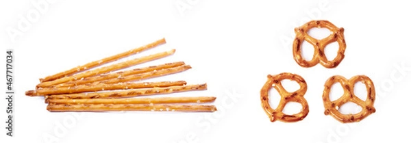 Obraz Salty cracker pretzel isolated on white background