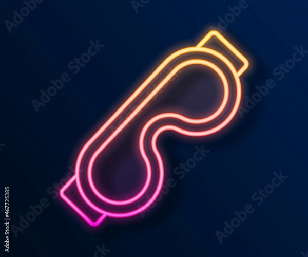 Fototapeta Glowing neon line Eye sleep mask icon isolated on black background. Sleeping mask. Vector