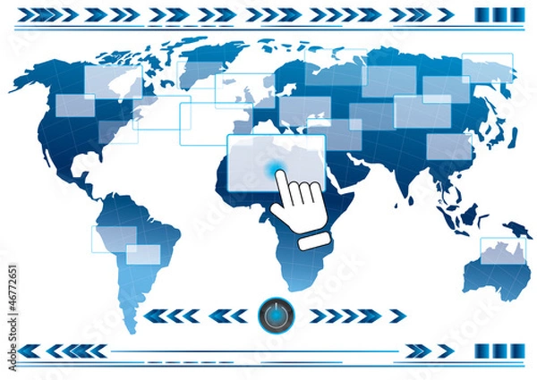 Fototapeta hand pushing button global link concept, Vector Eps10