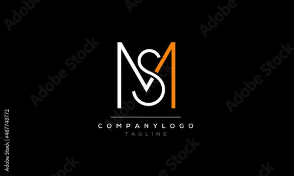 Obraz Abstract Letter Initial MS SM Vector Logo Design Template