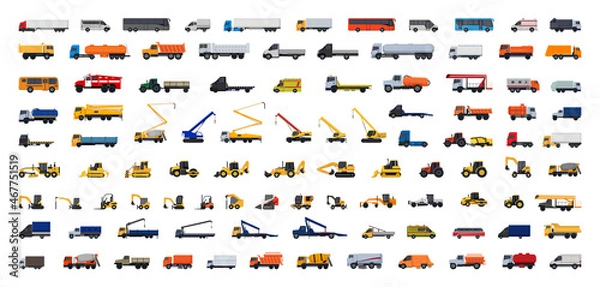 Obraz Vector collection of auto special equipment. Heavy industry vehicles.
