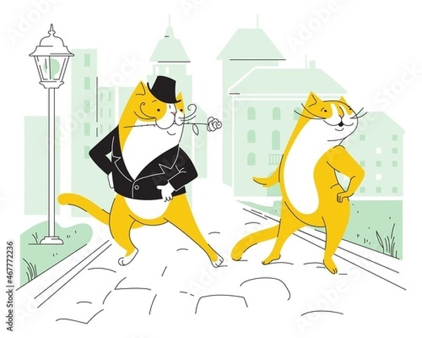 Obraz Tango is a dancing cat couple