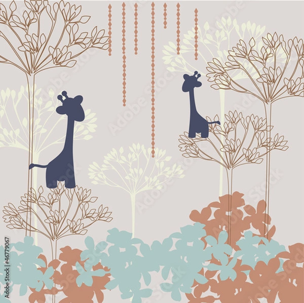 Fototapeta Abstract background with giraffes