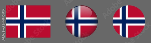 Fototapeta Norway flag set collection button flat rounded icon