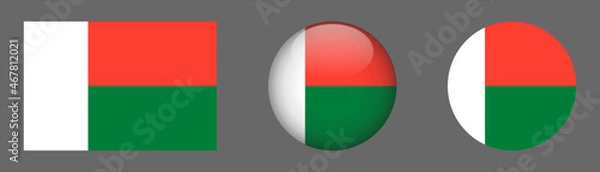 Fototapeta Madagascar flag set collection button flat rounded icon