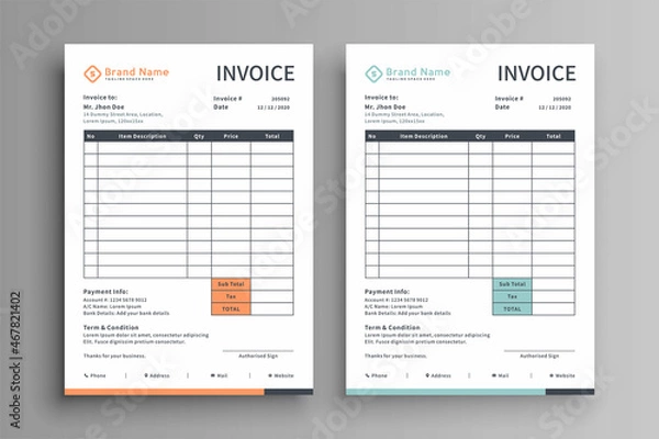 Fototapeta two color invoice template