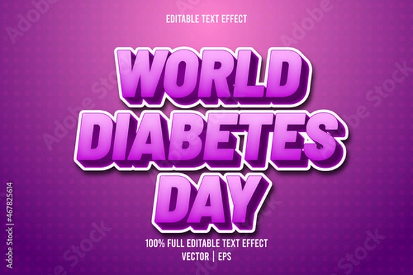 Obraz World diabetes day editable text effect comic style