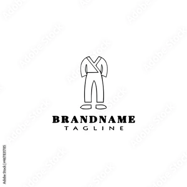 Fototapeta traditional korean clothes logo cartoon icon design template black isolated vector illustration