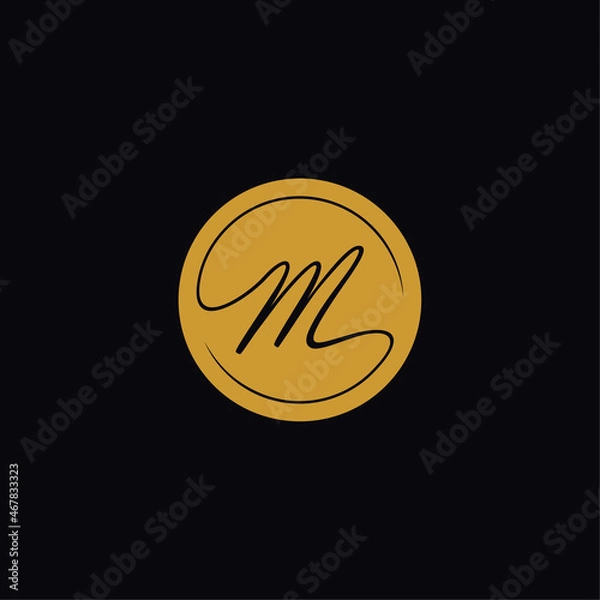 Obraz Luxury letter M vector logo in golden circle